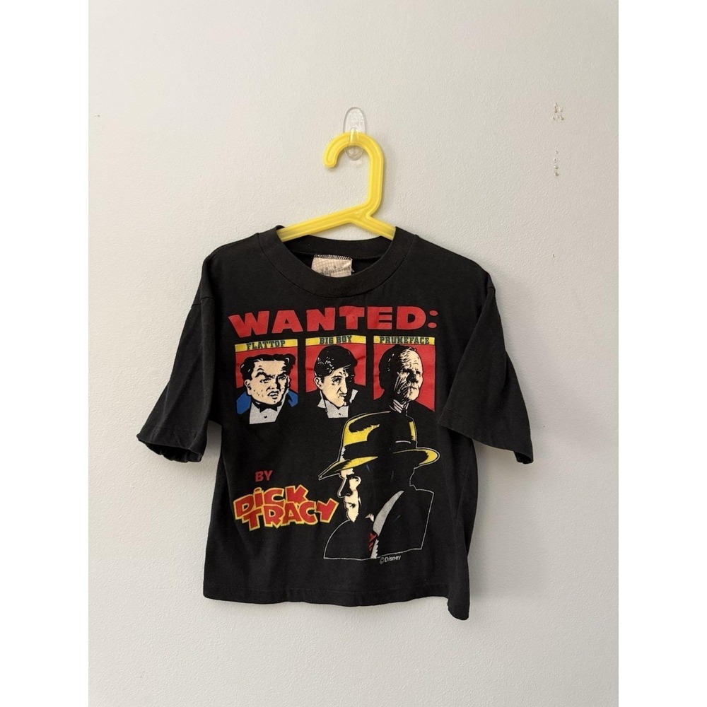 Vintage 80s WANTED Dick Tracy T-Shirt Kids Youth Size 5-7 Single Stitch Disney